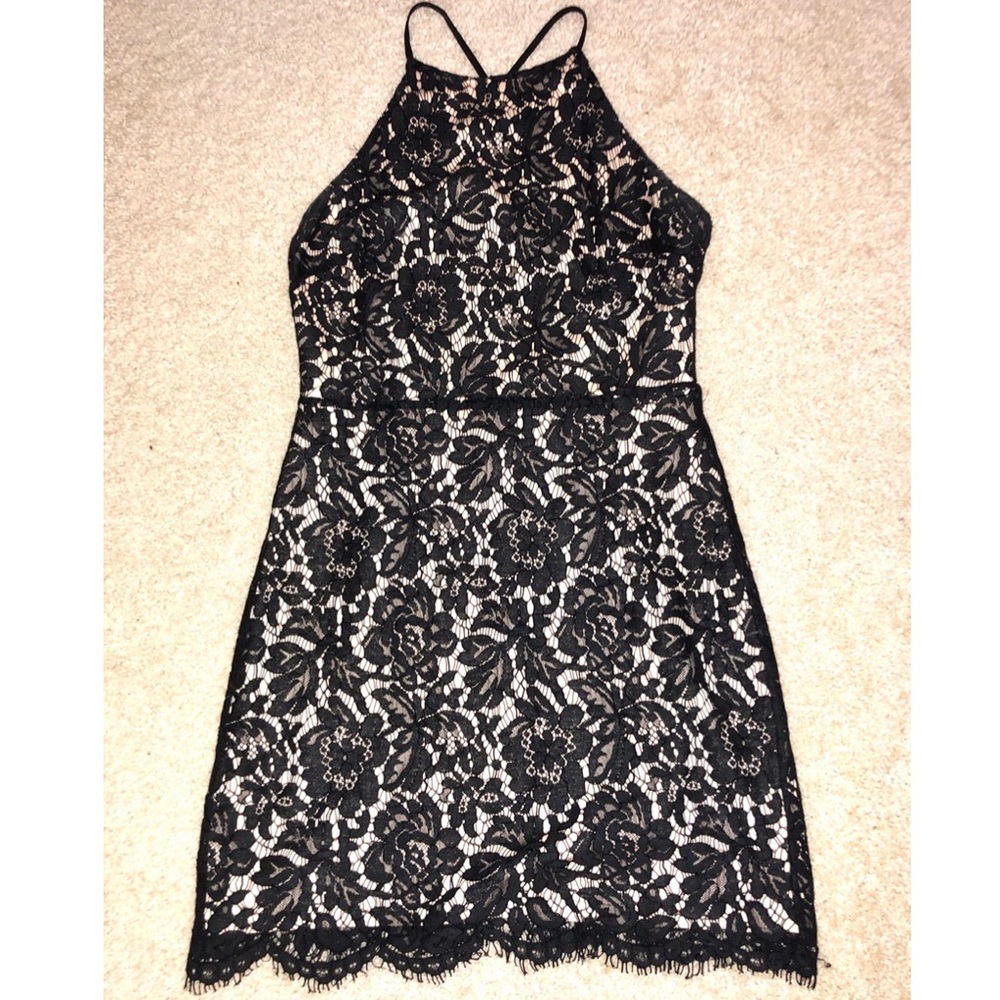 Black and Tan lace cocktail dress